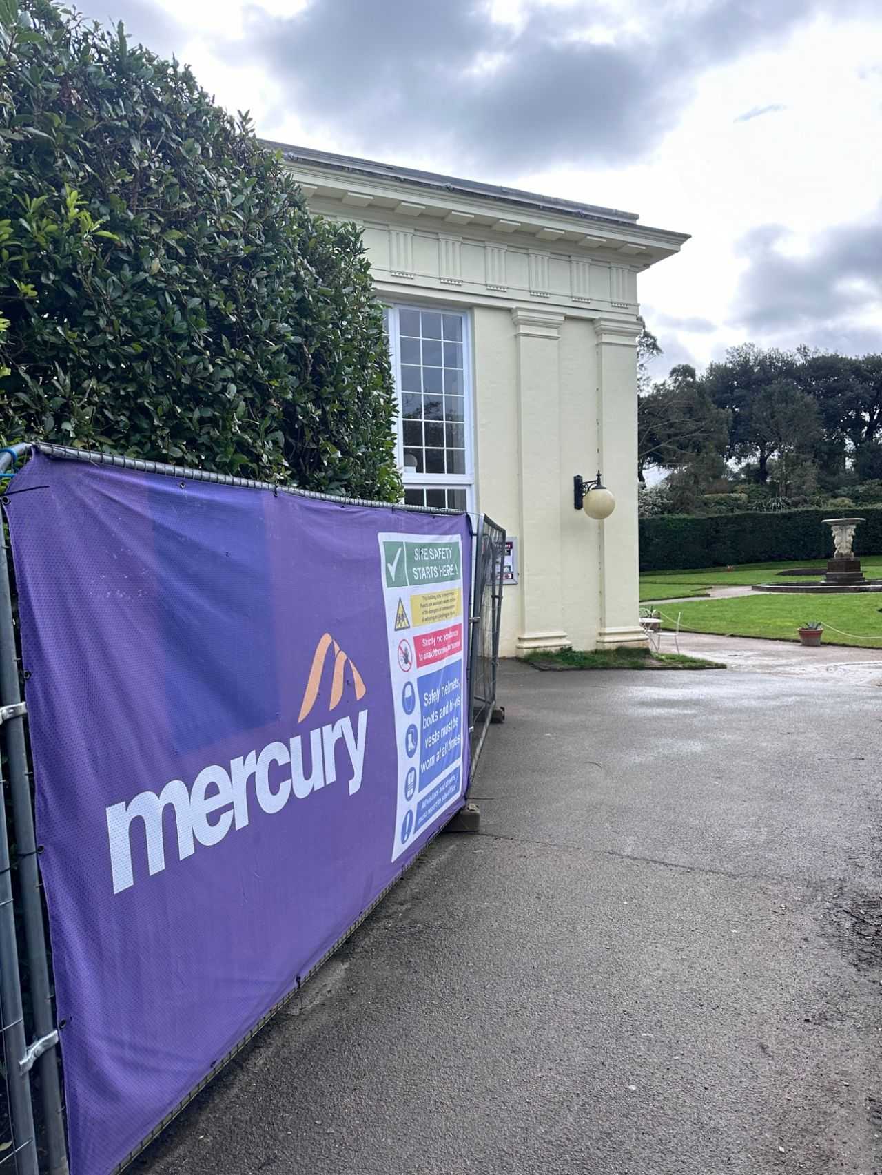 Mercury Construction site hoarding outside the school building
